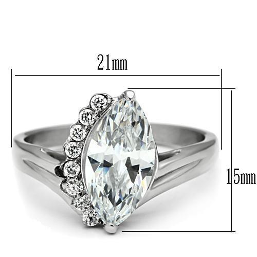 TK475 - Stainless Steel Ring High polished (no plating) Women AAA Grade CZ Clear