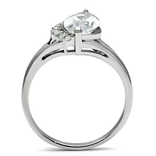 TK475 - Stainless Steel Ring High polished (no plating) Women AAA Grade CZ Clear