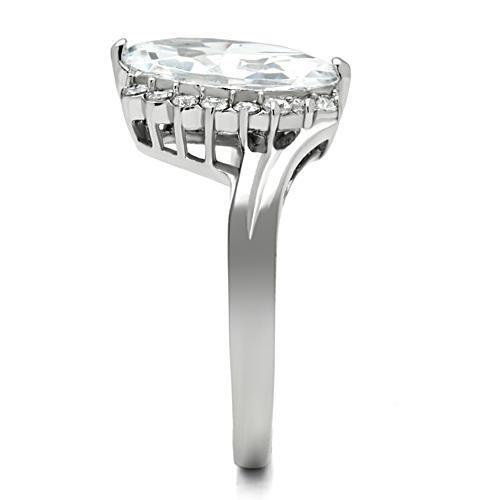 TK475 - Stainless Steel Ring High polished (no plating) Women AAA Grade CZ Clear