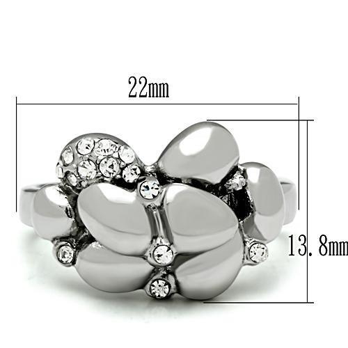 TK476 - Stainless Steel Ring High polished (no plating) Women Top Grade Crystal Clear