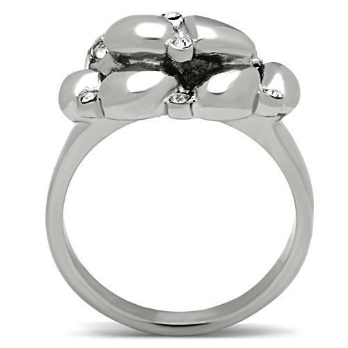 TK476 - Stainless Steel Ring High polished (no plating) Women Top Grade Crystal Clear