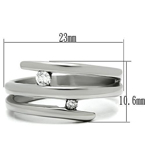 TK478 - Stainless Steel Ring High polished (no plating) Women AAA Grade CZ Clear