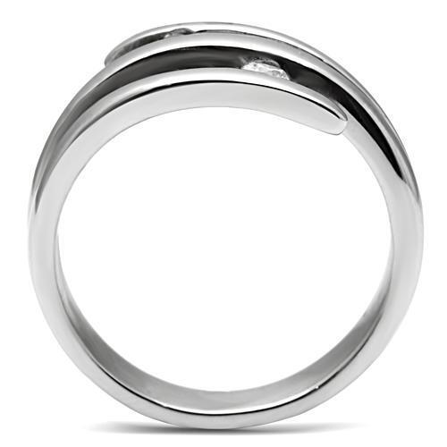 TK478 - Stainless Steel Ring High polished (no plating) Women AAA Grade CZ Clear