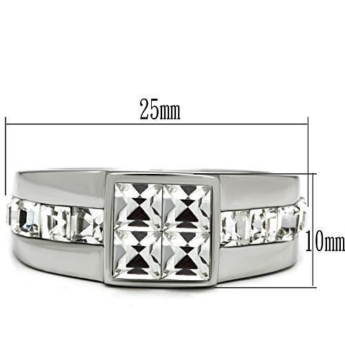 TK487 - Stainless Steel Ring High polished (no plating) Men Top Grade Crystal Clear