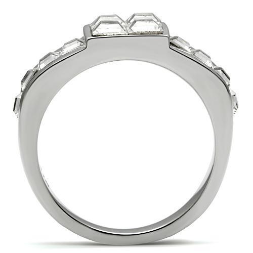 TK487 - Stainless Steel Ring High polished (no plating) Men Top Grade Crystal Clear