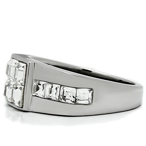 TK487 - Stainless Steel Ring High polished (no plating) Men Top Grade Crystal Clear