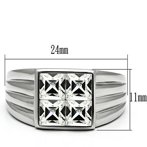 TK489 - Stainless Steel Ring High polished (no plating) Men Top Grade Crystal Clear