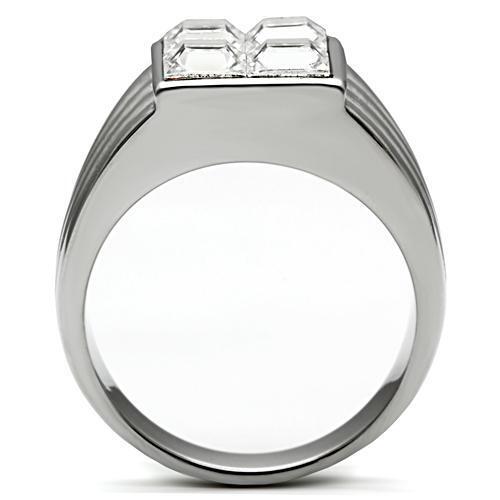 TK489 - Stainless Steel Ring High polished (no plating) Men Top Grade Crystal Clear