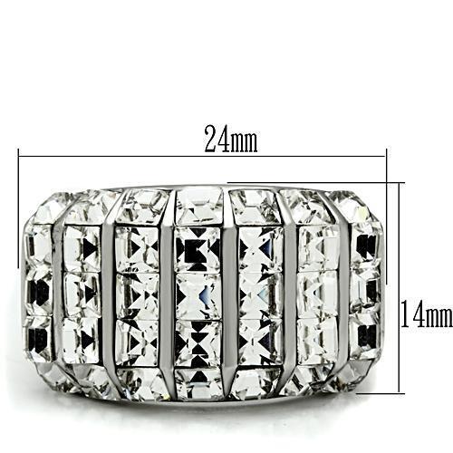 TK490 - Stainless Steel Ring High polished (no plating) Women Top Grade Crystal Clear