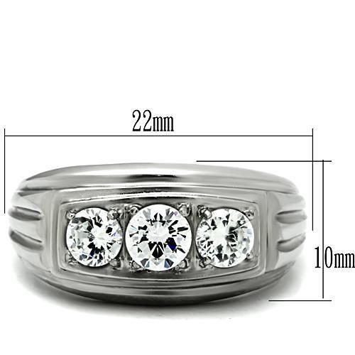 TK491 - Stainless Steel Ring High polished (no plating) Men AAA Grade CZ Clear