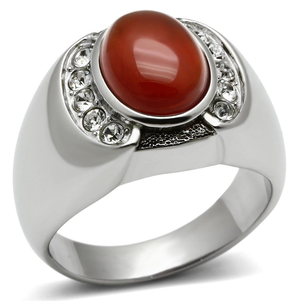 TK499 - Stainless Steel Ring High polished (no plating) Men Semi-Precious Siam