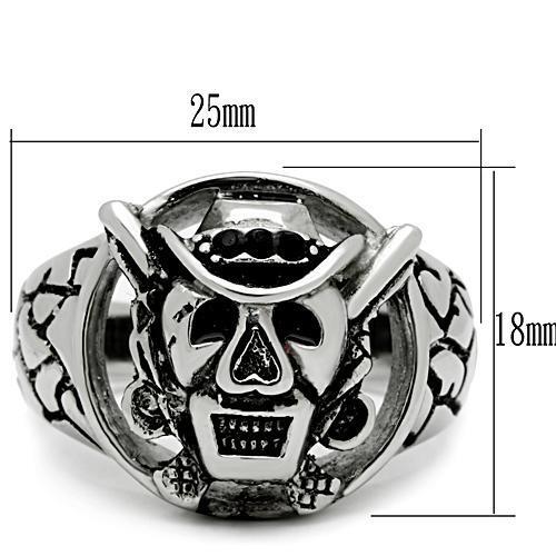 TK502 - Stainless Steel Ring High polished (no plating) Men Top Grade Crystal Jet