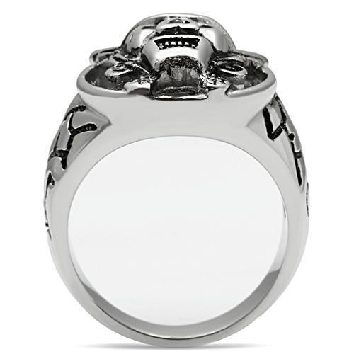 TK502 - Stainless Steel Ring High polished (no plating) Men Top Grade Crystal Jet