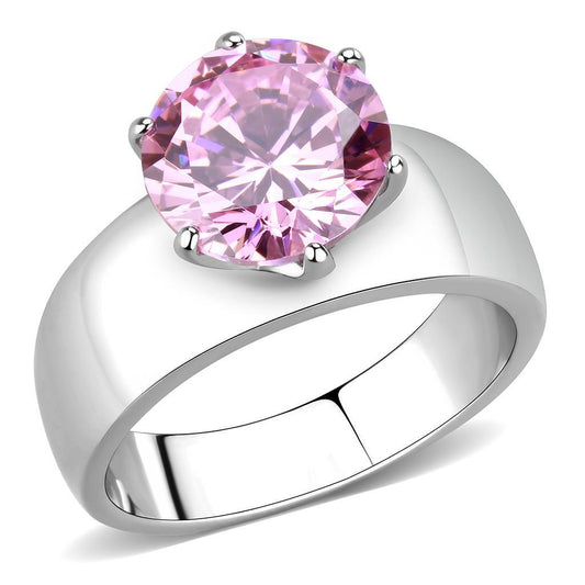 TK52010 - Stainless Steel Ring High polished (no plating) Women AAA Grade CZ Rose