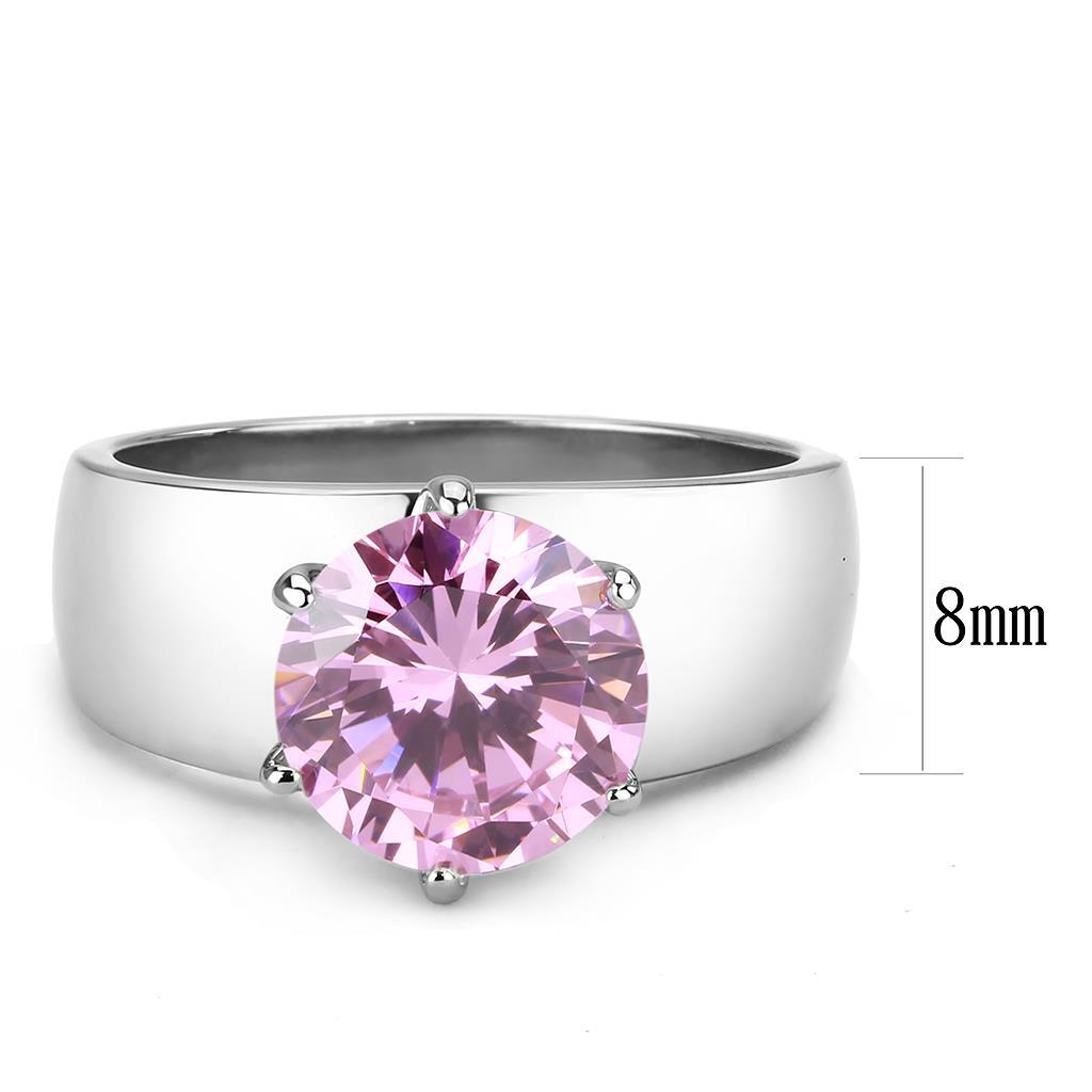 TK52010 - Stainless Steel Ring High polished (no plating) Women AAA Grade CZ Rose