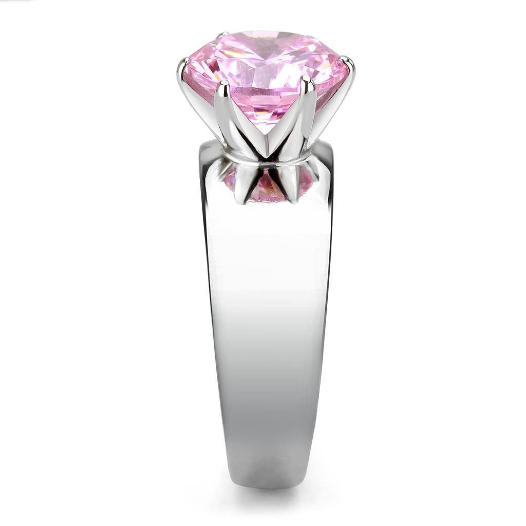 TK52010 - Stainless Steel Ring High polished (no plating) Women AAA Grade CZ Rose