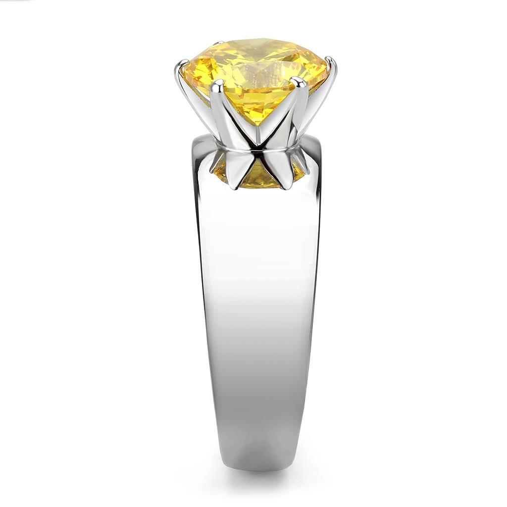 TK52011 - Stainless Steel Ring High polished (no plating) Women AAA Grade CZ Topaz