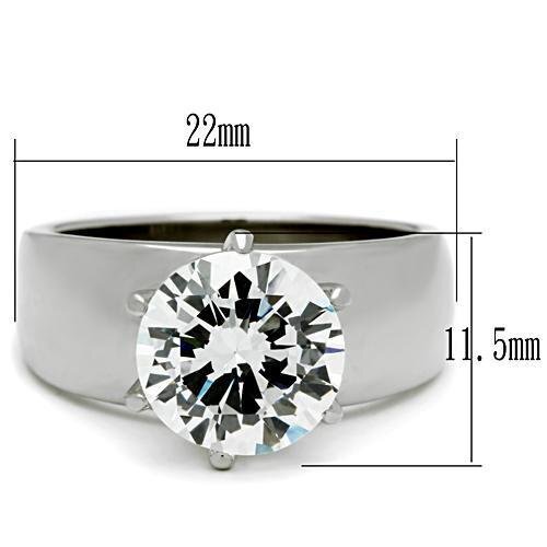 TK520 - Stainless Steel Ring High polished (no plating) Women AAA Grade CZ Clear