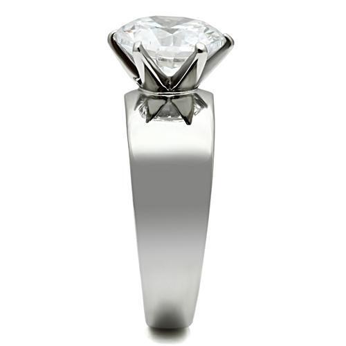 TK520 - Stainless Steel Ring High polished (no plating) Women AAA Grade CZ Clear