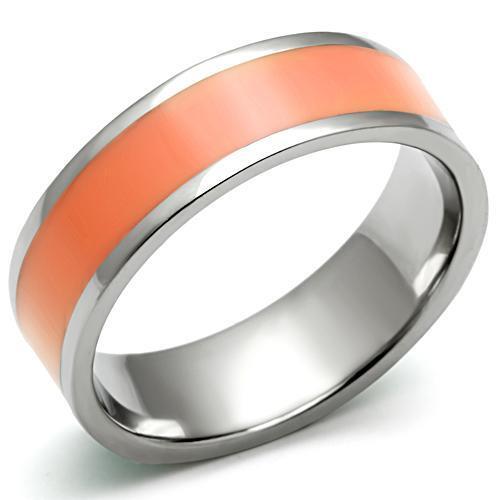 TK544 - Stainless Steel Ring High polished (no plating) Women Epoxy Orange