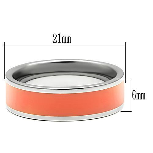 TK544 - Stainless Steel Ring High polished (no plating) Women Epoxy Orange