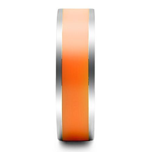 TK544 - Stainless Steel Ring High polished (no plating) Women Epoxy Orange