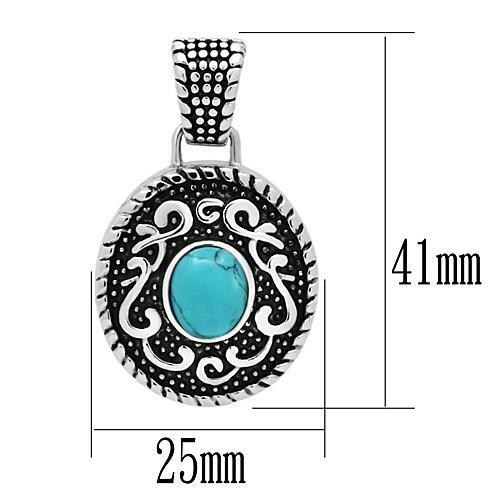 TK550 - Stainless Steel Necklace High polished (no plating) Men Synthetic Sea Blue