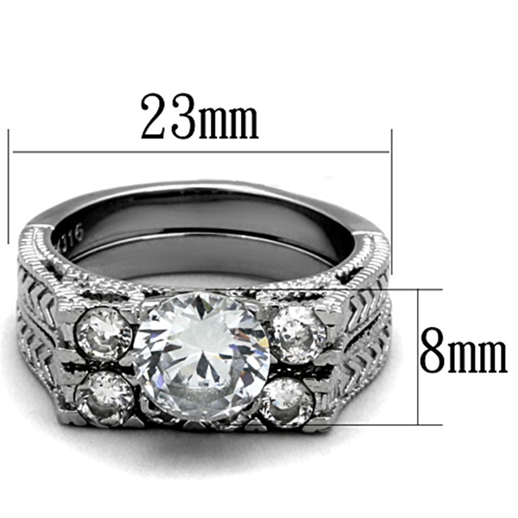 TK5X019 - Stainless Steel Ring High polished (no plating) Women AAA Grade CZ Clear