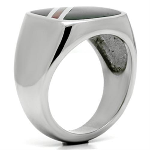 TK602 - Stainless Steel Ring High polished (no plating) Men Epoxy Multi Color