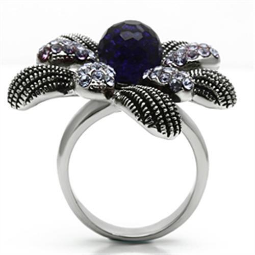 TK607 - Stainless Steel Ring High polished (no plating) Women Synthetic Amethyst