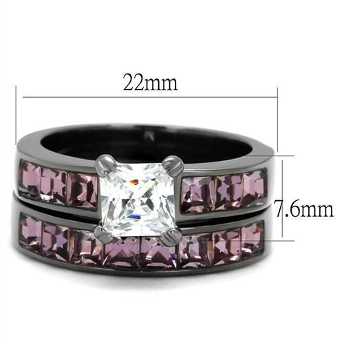 TK61206LJ - Stainless Steel Ring IP Light Black  (IP Gun) Women AAA Grade CZ Clear