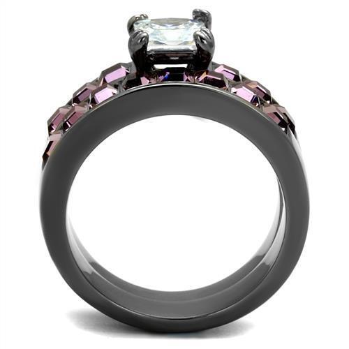 TK61206LJ - Stainless Steel Ring IP Light Black  (IP Gun) Women AAA Grade CZ Clear