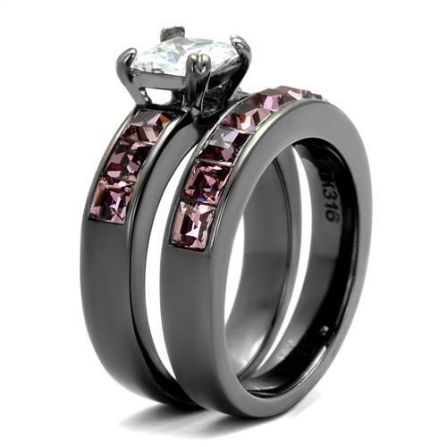 TK61206LJ - Stainless Steel Ring IP Light Black  (IP Gun) Women AAA Grade CZ Clear