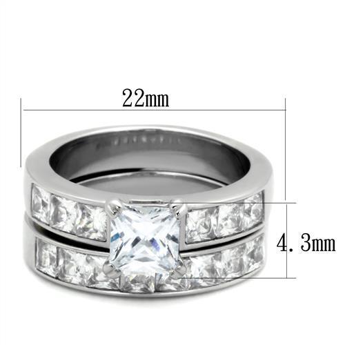 TK61206 - Stainless Steel Ring High polished (no plating) Women AAA Grade CZ Clear