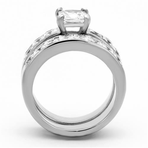 TK61206 - Stainless Steel Ring High polished (no plating) Women AAA Grade CZ Clear