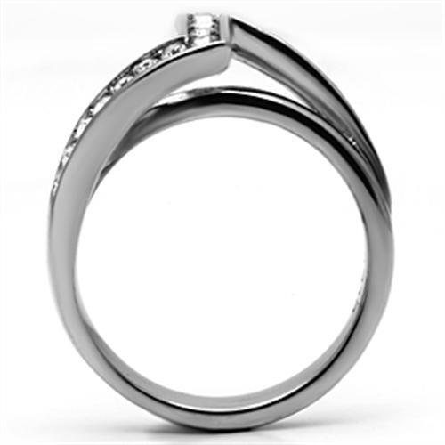 TK624 - Stainless Steel Ring High polished (no plating) Women Top Grade Crystal Clear