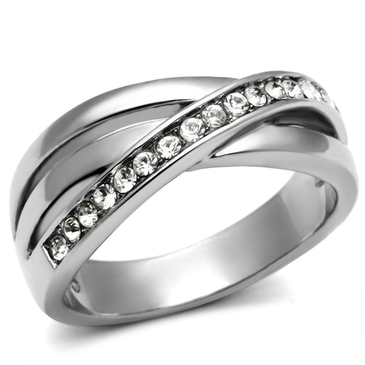 TK626 - Stainless Steel Ring High polished (no plating) Women Top Grade Crystal Clear