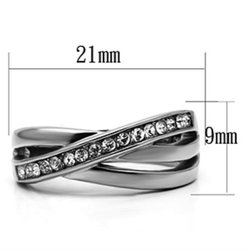 TK626 - Stainless Steel Ring High polished (no plating) Women Top Grade Crystal Clear