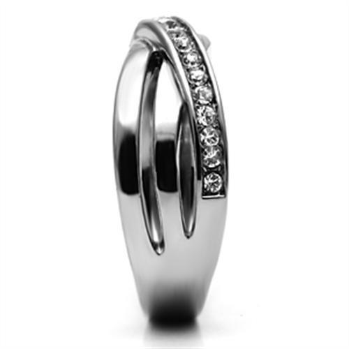 TK626 - Stainless Steel Ring High polished (no plating) Women Top Grade Crystal Clear