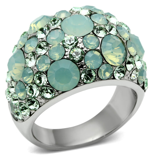 TK641 - Stainless Steel Ring High polished (no plating) Women Top Grade Crystal Multi Color