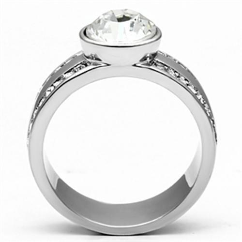 TK646 - Stainless Steel Ring High polished (no plating) Women Top Grade Crystal Clear