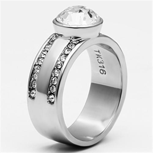 TK646 - Stainless Steel Ring High polished (no plating) Women Top Grade Crystal Clear