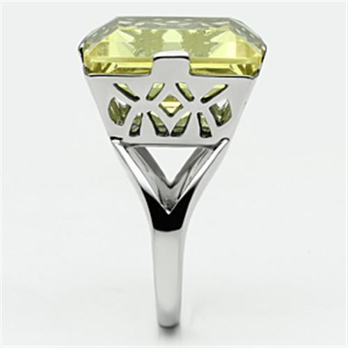 TK649 - Stainless Steel Ring High polished (no plating) Women Top Grade Crystal Citrine Yellow