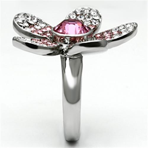 TK654 - Stainless Steel Ring High polished (no plating) Women Top Grade Crystal Rose