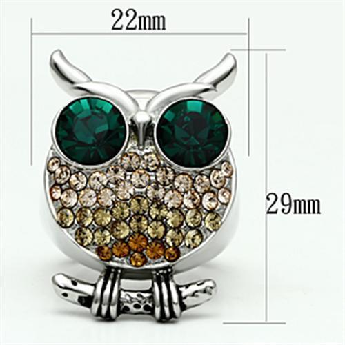 TK656 - Stainless Steel Ring High polished (no plating) Women Top Grade Crystal Emerald