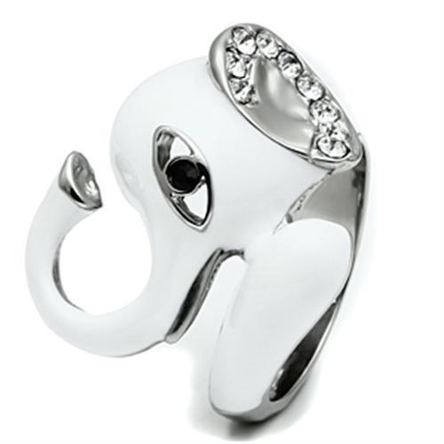 TK663 - Stainless Steel Ring High polished (no plating) Women Top Grade Crystal Jet