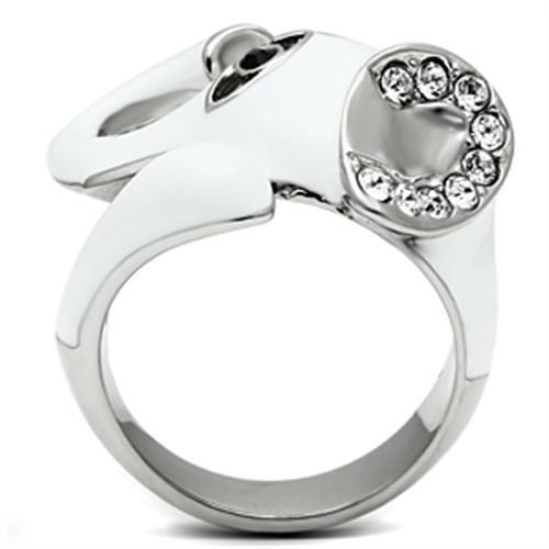 TK663 - Stainless Steel Ring High polished (no plating) Women Top Grade Crystal Jet