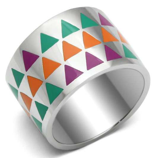 TK675 - Stainless Steel Ring High polished (no plating) Women Epoxy Multi Color