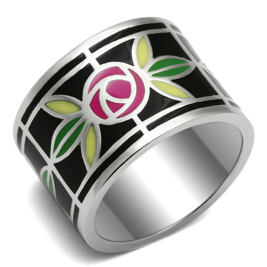 TK683 - Stainless Steel Ring High polished (no plating) Women Epoxy Multi Color