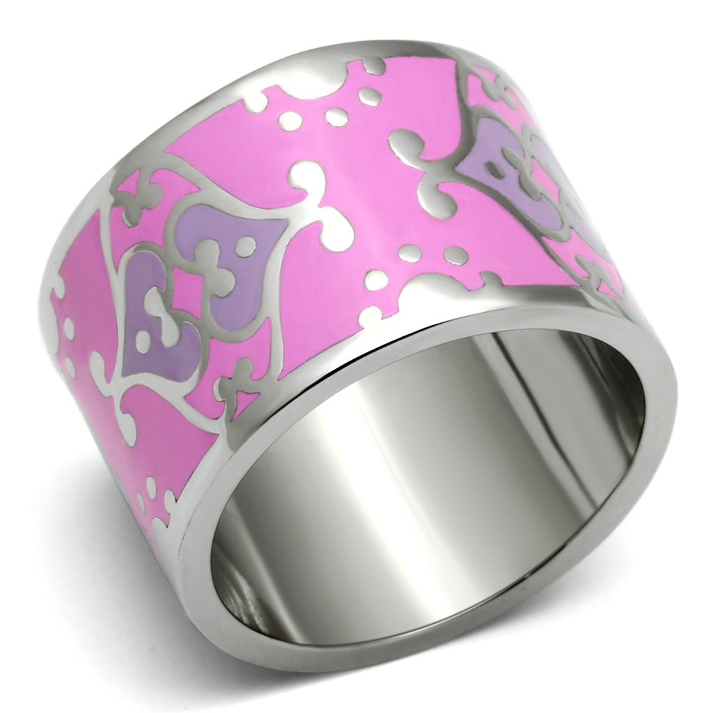 TK685 - Stainless Steel Ring High polished (no plating) Women Epoxy Multi Color